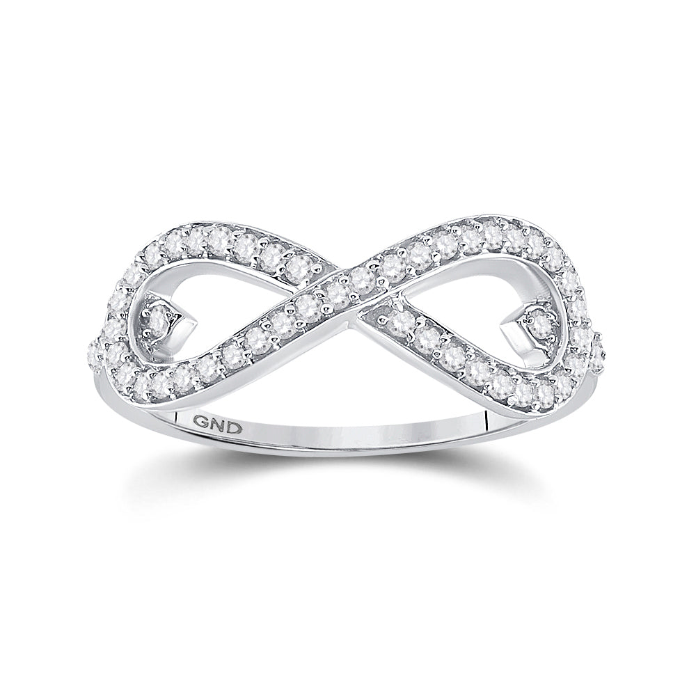 10kt White Gold Womens Round Diamond Infinity Fashion Ring 1/3 Cttw
