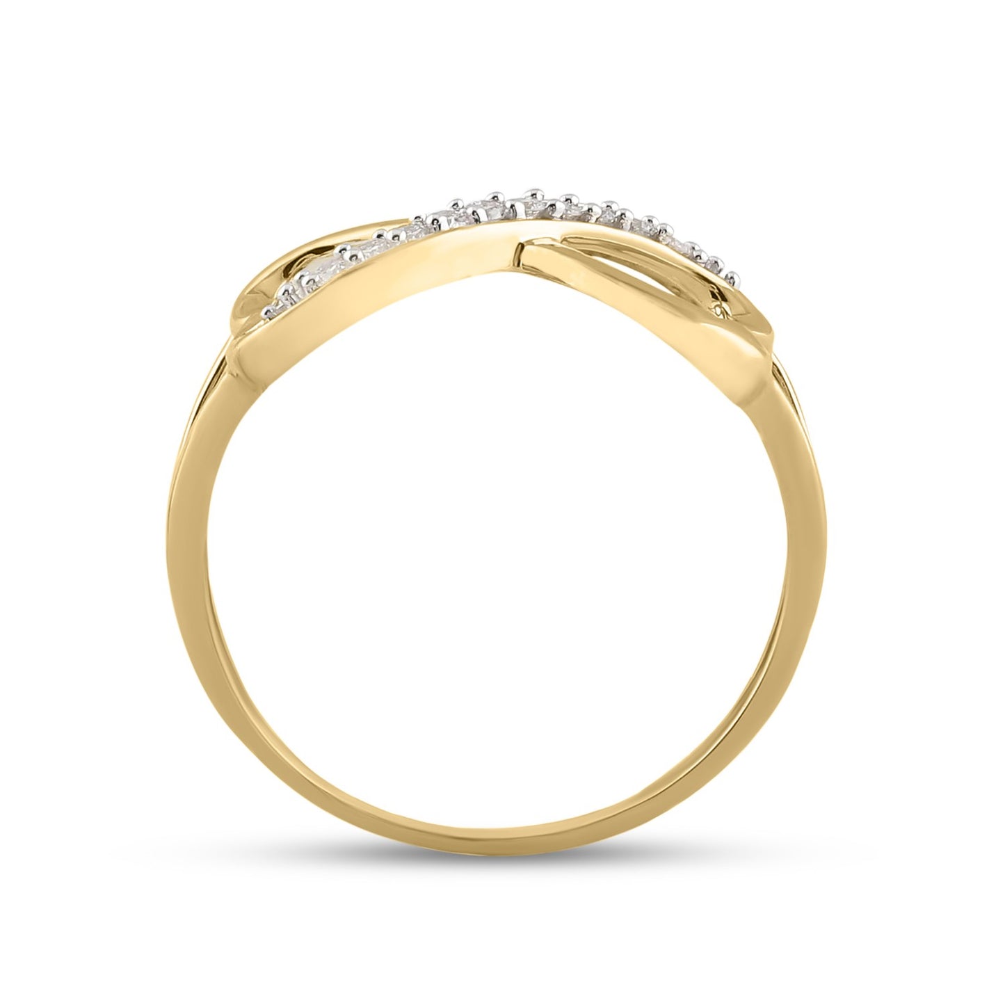 10K Yellow Gold Womens Round Diamond Infinity Ring 1/10 Cttw, Womens Size: 5-10