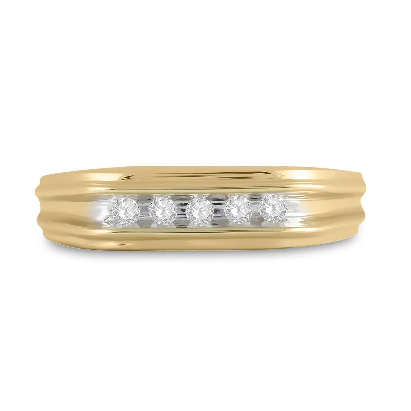 10K Two-tone Gold Mens Round Diamond Wedding Band Ring 1/8 Cttw, Mens Size: 7-13
