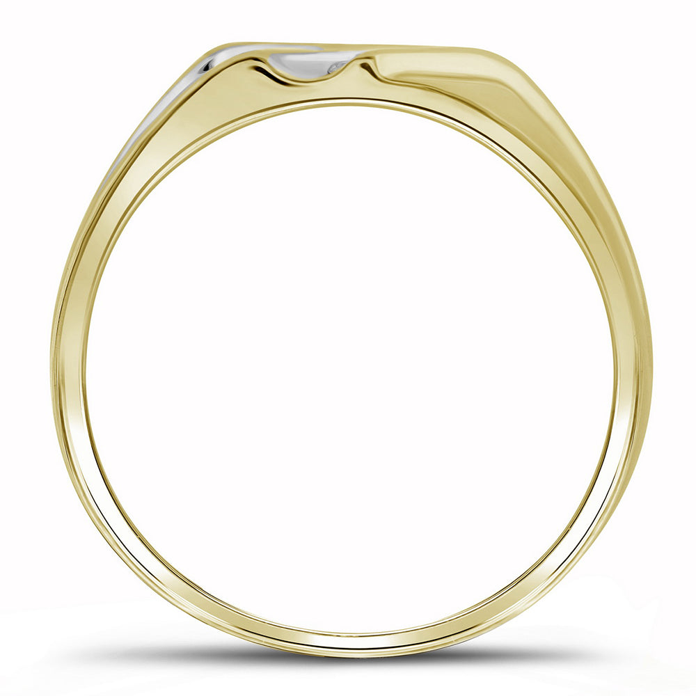 10K Two-tone Gold Mens Round Diamond Wedding Band Ring 1/8ctw, Mens Size: 7-13