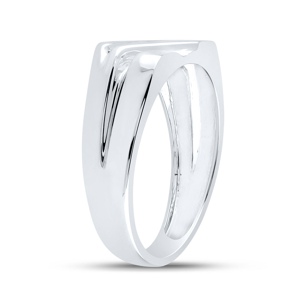 10K White Gold Mens Round Diamond Wedding Band Ring 1/8ctw, Mens Size: 7-13