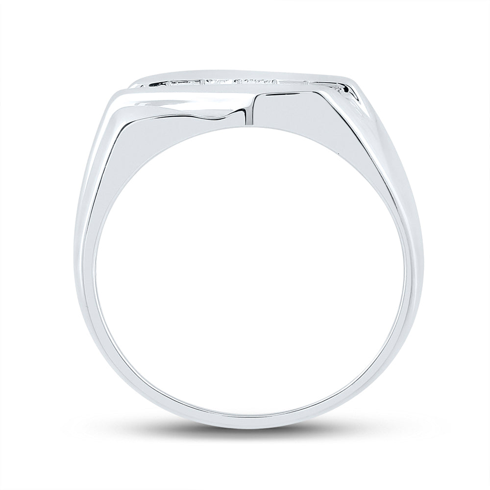 10K White Gold Mens Round Diamond Wedding Band Ring 1/8ctw, Mens Size: 7-13