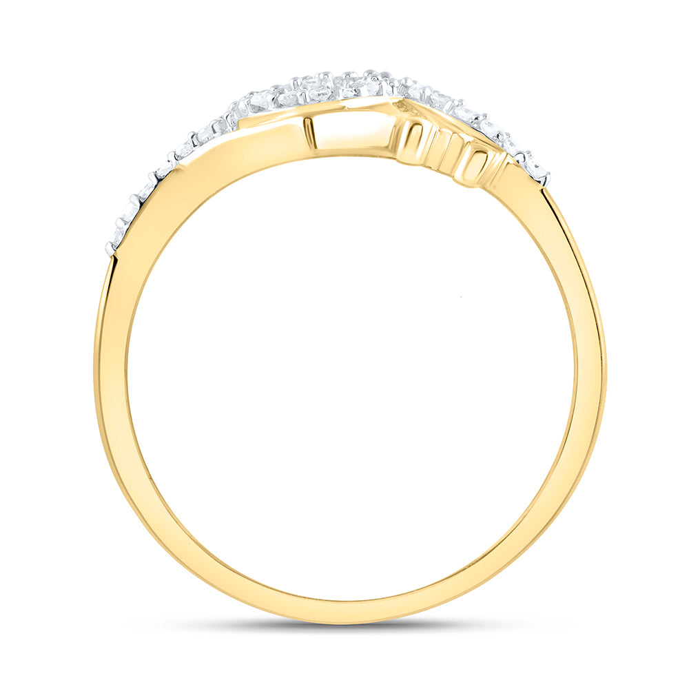 10K Yellow Gold Womens Round Diamond Heart Mom Ring 1/8 Cttw, Womens Size: 5-10