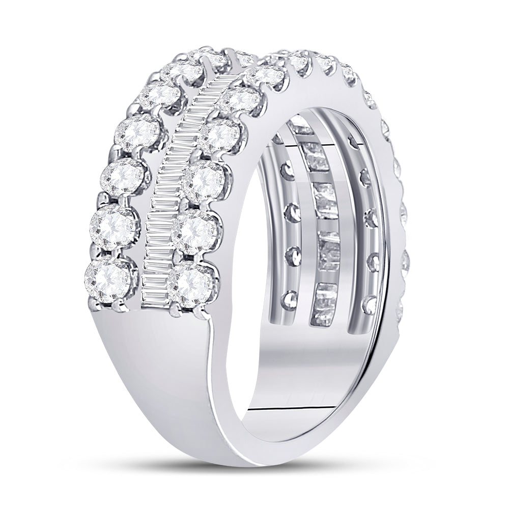 14K White Gold Womens Round Diamond Anniversary Band Ring 2-5/8 Cttw, Womens Size: 5-10