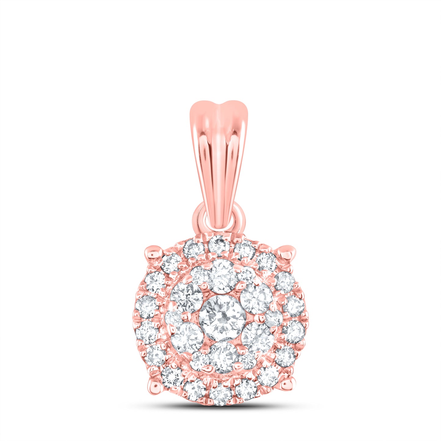 14K White Or Rose Gold Womens Round Diamond Halo Cluster Pendant