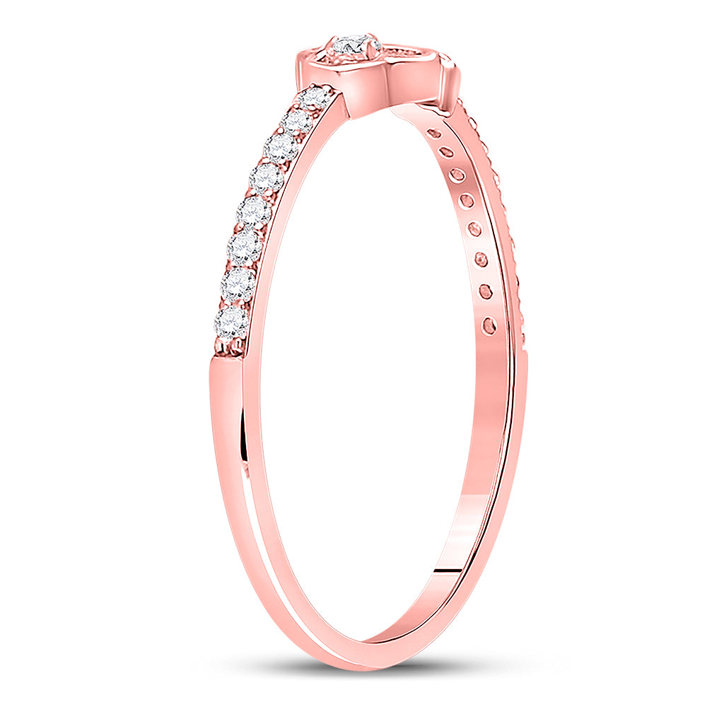 10K Yellow Or White Or Rose Gold Womens Round Diamond Spade Stackable Band Ring , Womens Size: 5-10