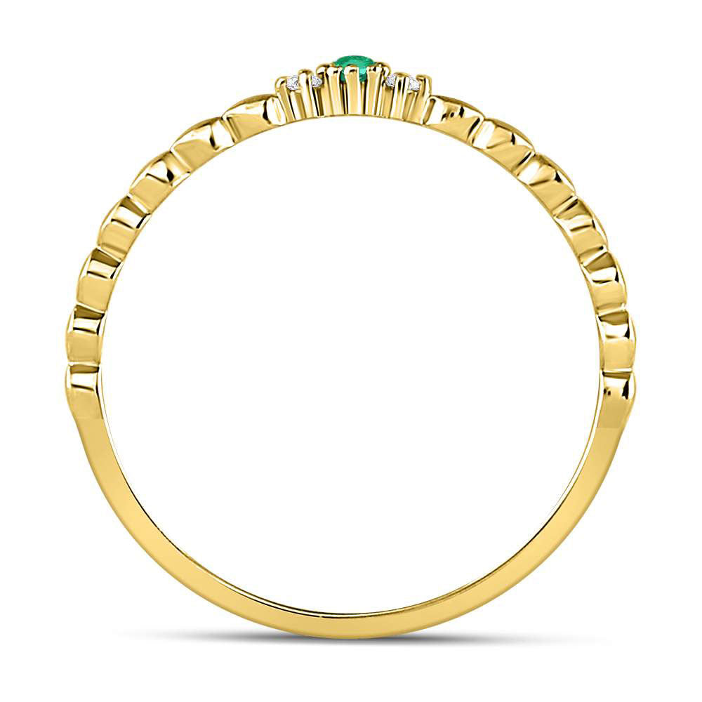10K Yellow Gold Womens Round Emerald Solitaire Diamond-accent Stackable Ring .03 Cttw, Womens Size: 5-10