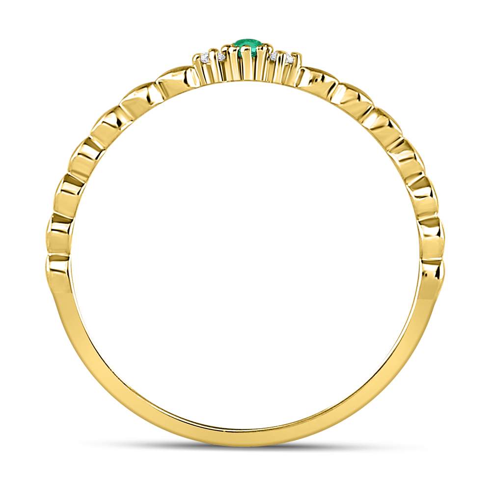 10K Yellow Gold Womens Round Emerald Solitaire Diamond-accent Stackable Ring .03 Cttw, Womens Size: 5-10