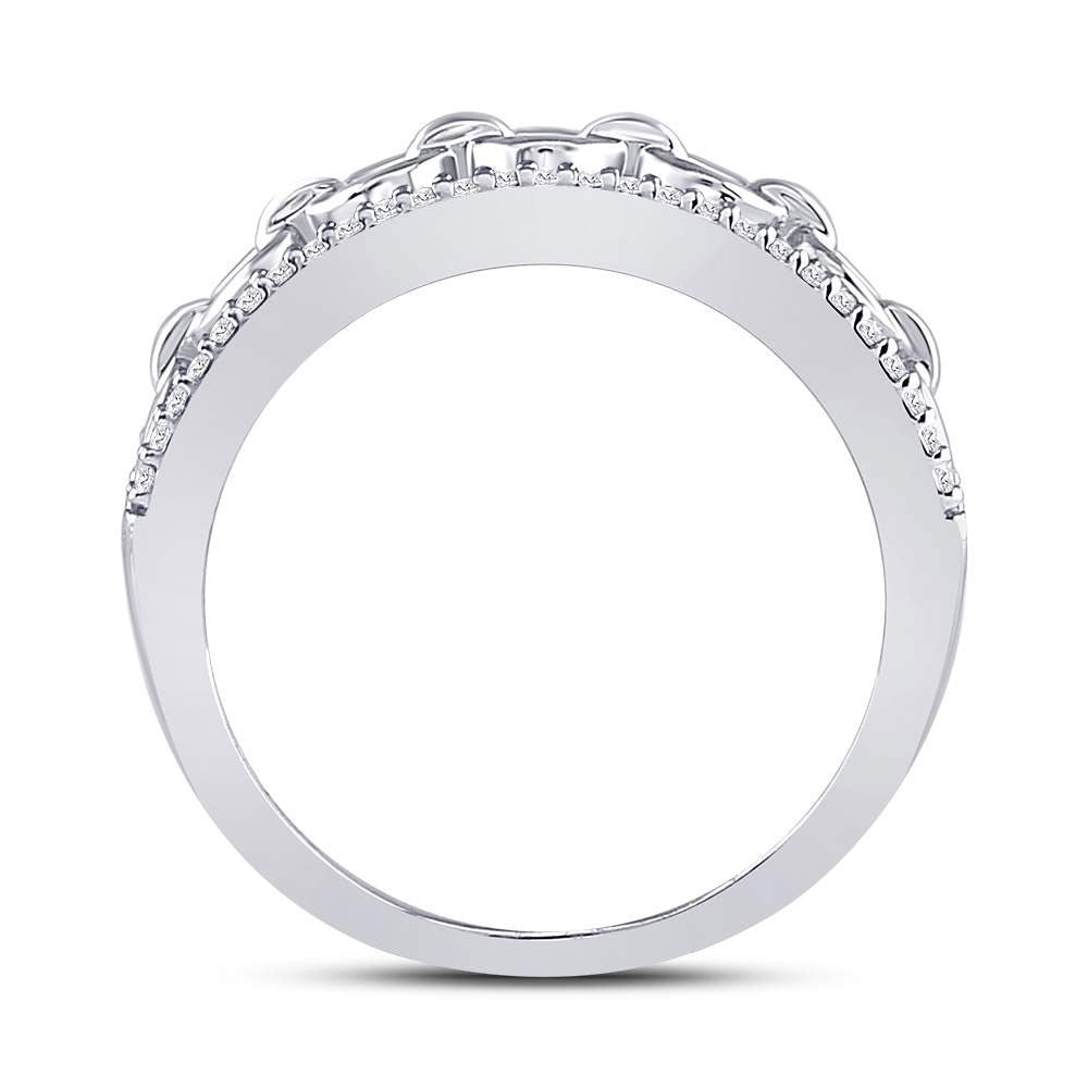 10K White Gold Womens Round Diamond Chain Link Fashion Band Ring 1/6 Cttw, Womens Size: 5-10