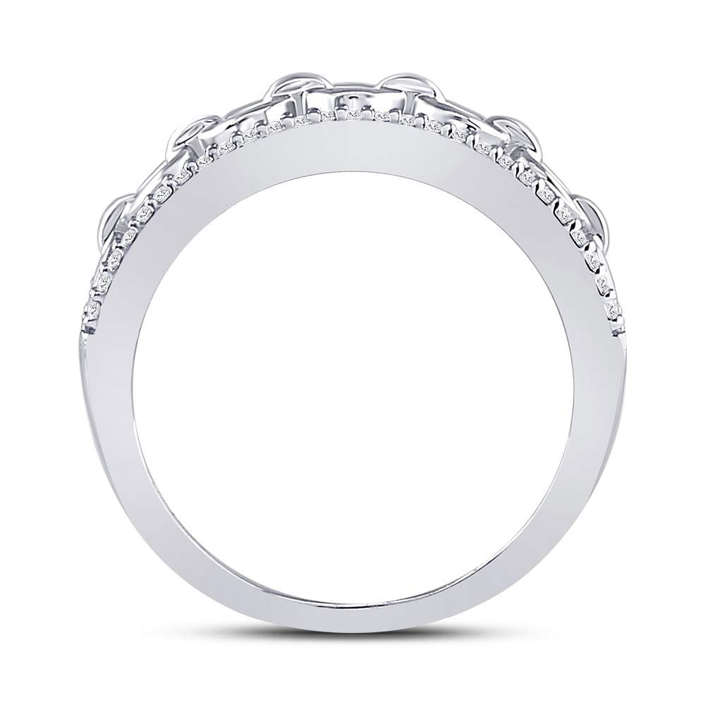 10K White Gold Womens Round Diamond Chain Link Fashion Band Ring 1/6 Cttw, Womens Size: 5-10