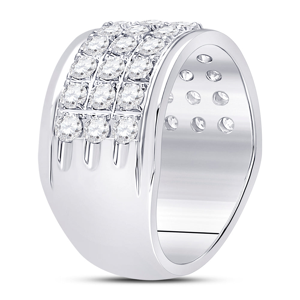 10K White Gold Womens Round Diamond Triple Row Band Ring 1-1/2 Cttw, Womens Size: 5-10