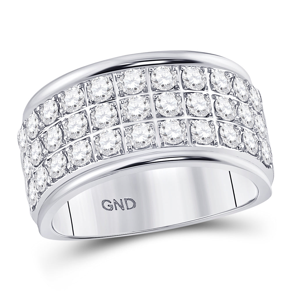 10K White Gold Womens Round Diamond Triple Row Band Ring 1-1/2 Cttw, Womens Size: 5-10