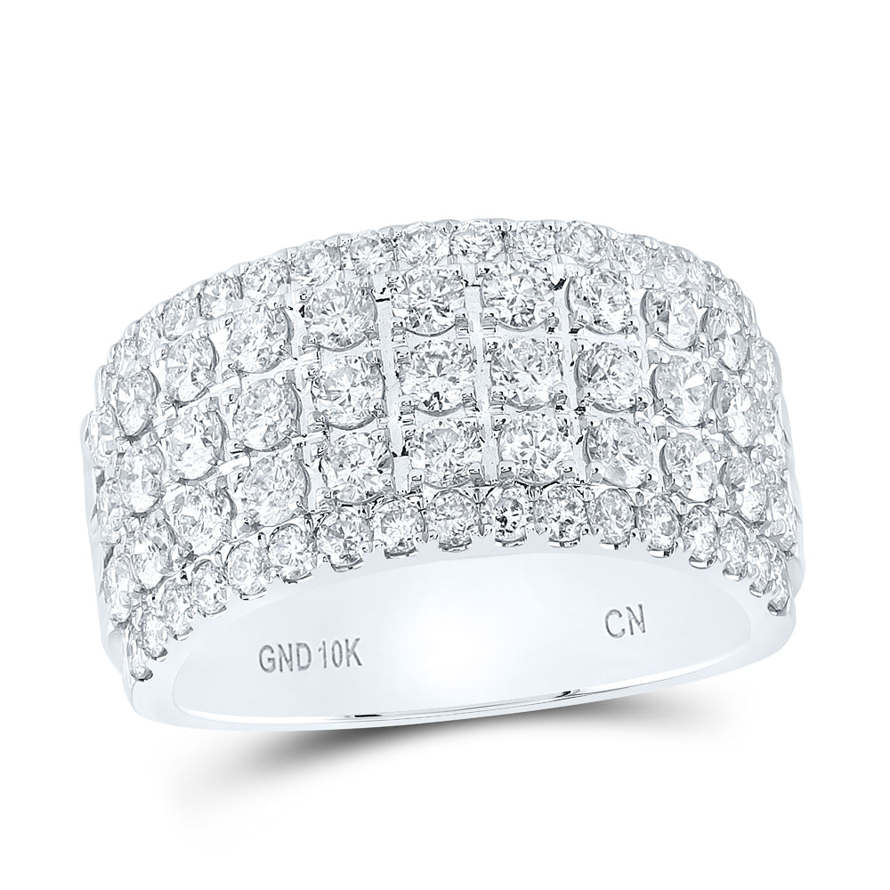 10K White Or Yellow Gold Womens Round Diamond Band Ring , Womens Size: 5-10