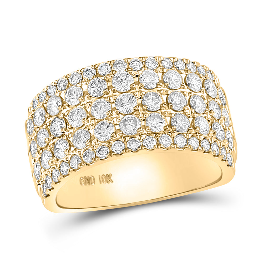 10K White Or Yellow Gold Womens Round Diamond Band Ring , Womens Size: 5-10