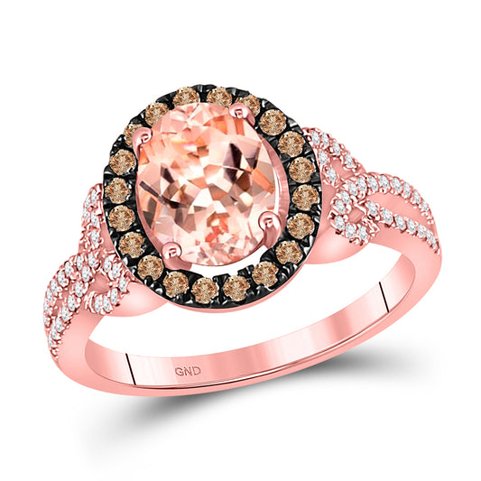 10K Rose Gold Womens Oval Morganite Solitaire Ring 2-1/3 Cttw