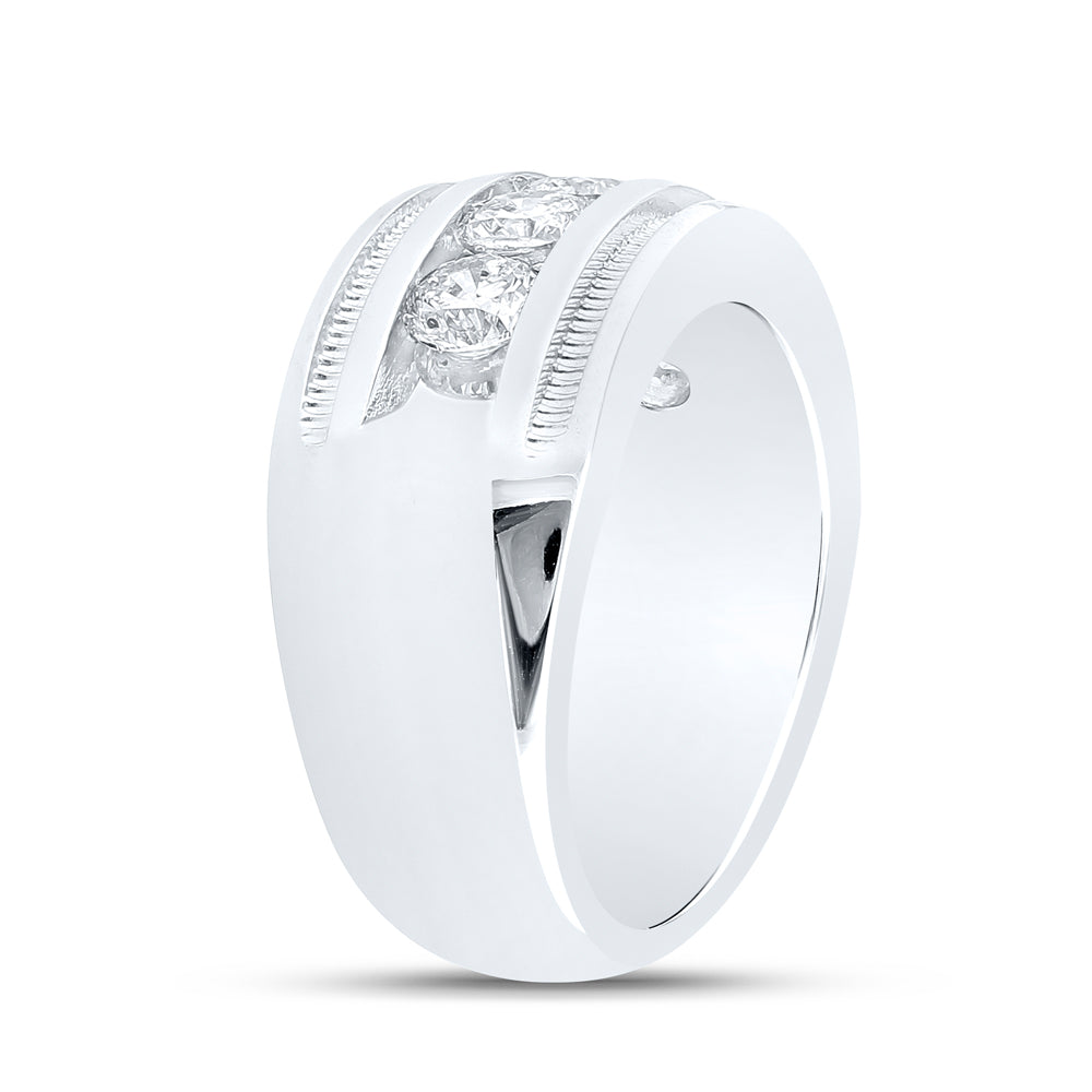 14kt White Gold 2 Ctw Diamond Ana M  Accu Set Mens Band