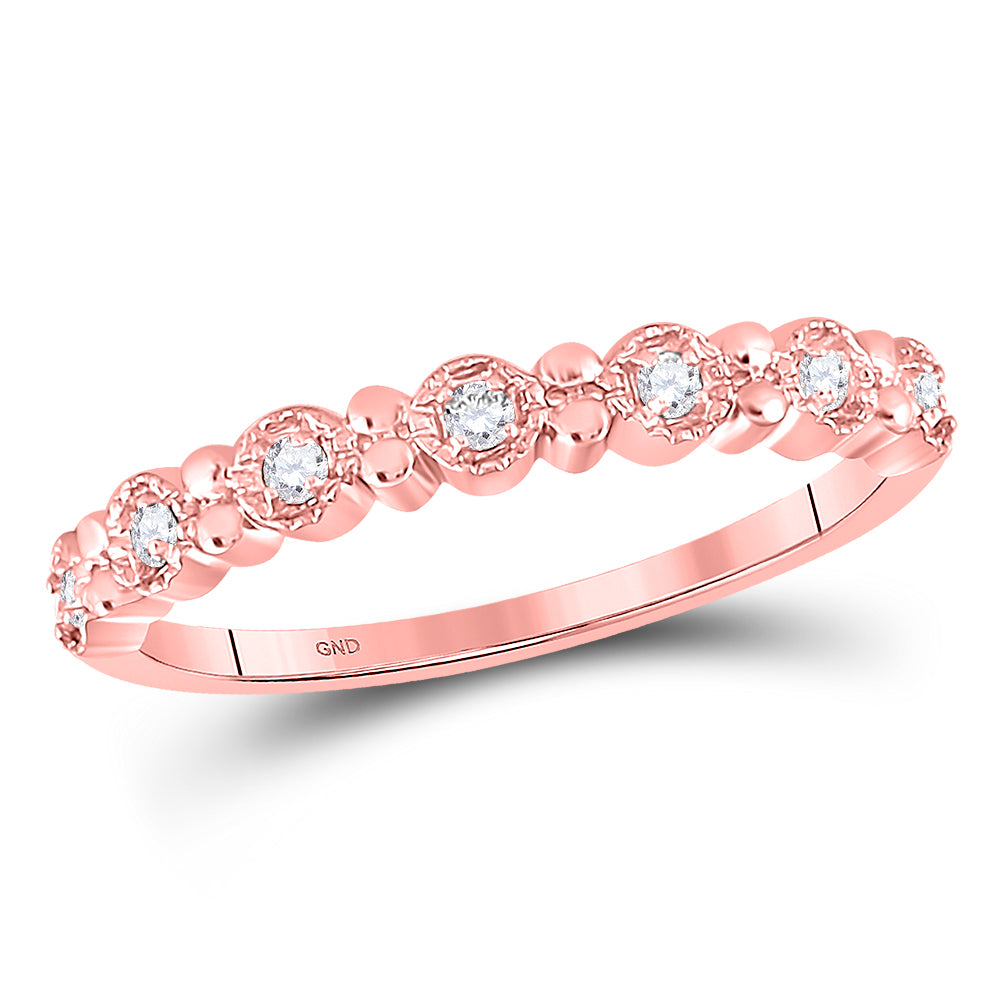 10K Yellow Or White Or Rose Gold Womens Round Diamond Stackable Band Ring , Womens Size: 5-10