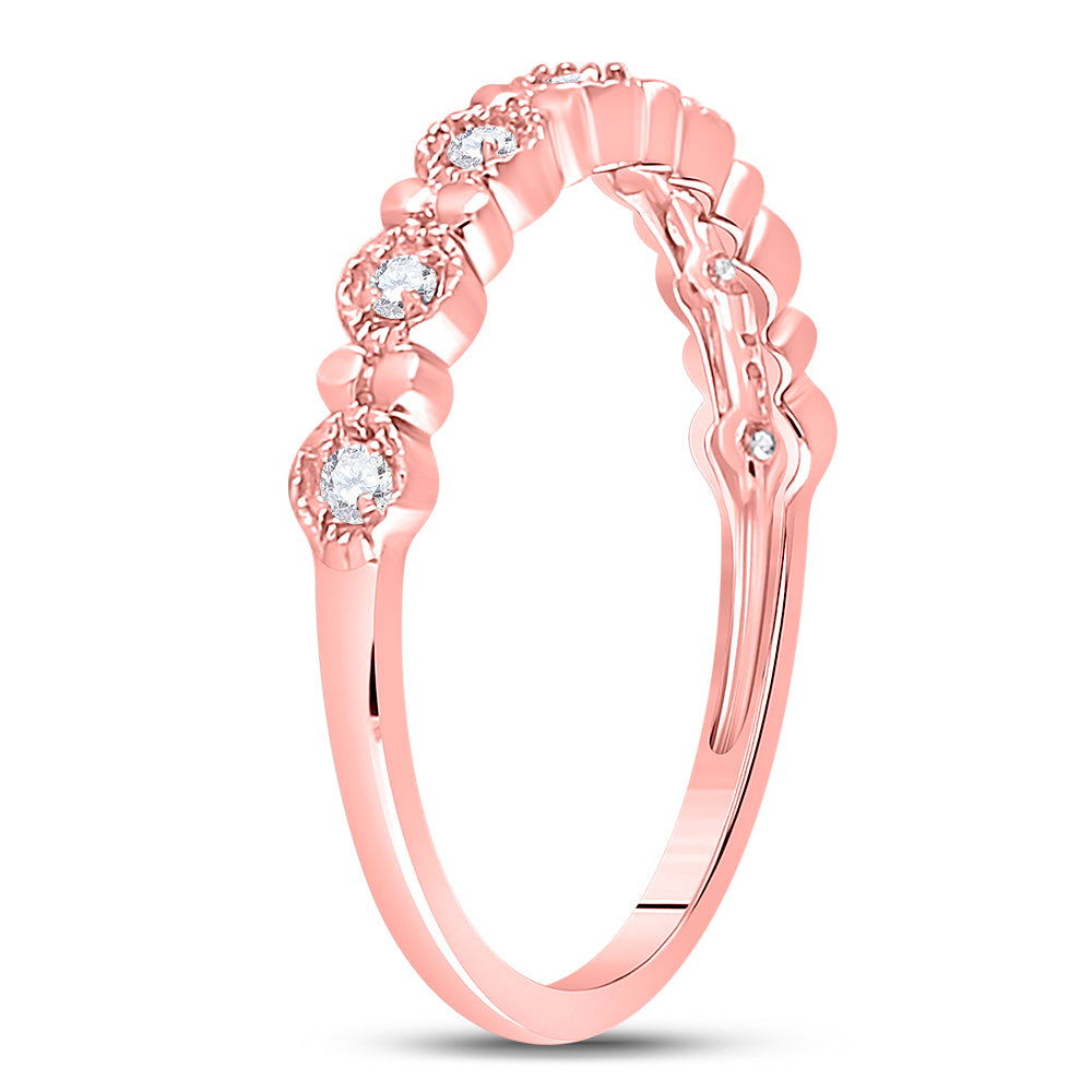 10K Yellow Or White Or Rose Gold Womens Round Diamond Stackable Band Ring , Womens Size: 5-10