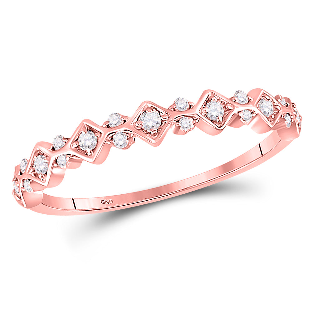 10K Yellow Or White Or Rose Gold Womens Round Diamond Stackable Band Ring , Womens Size: 5-10