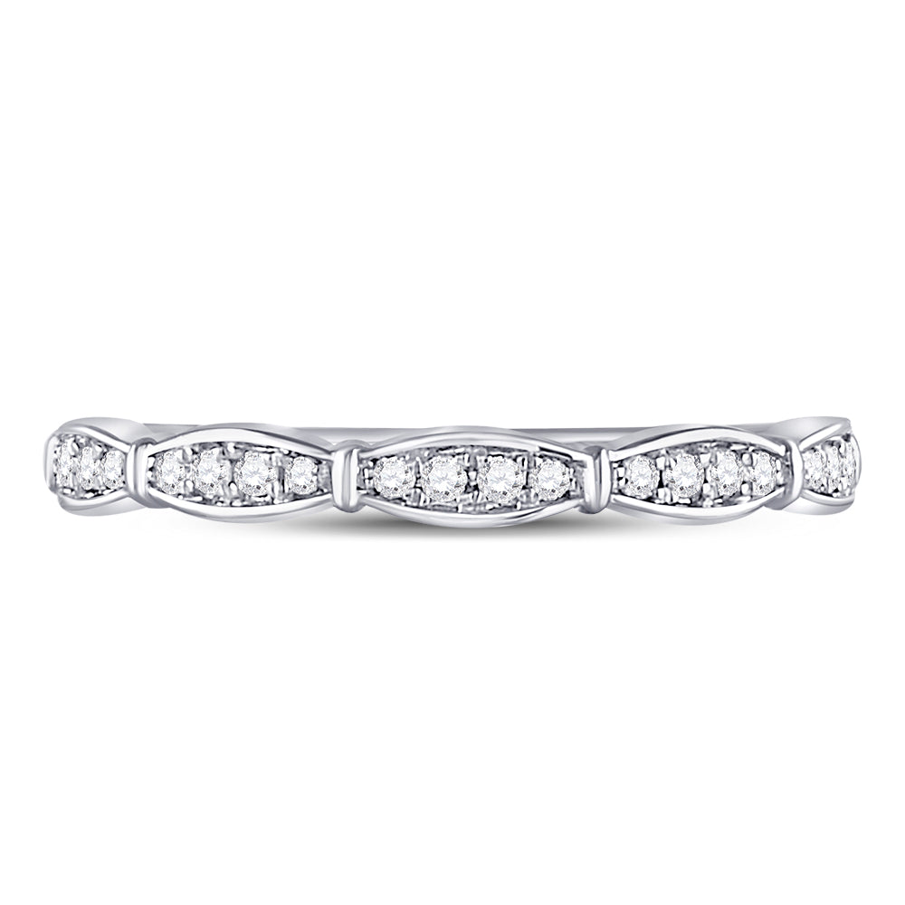 10K White Gold Womens Round Diamond Stackable Band Ring 1/8 Cttw, Womens Size: 5-10