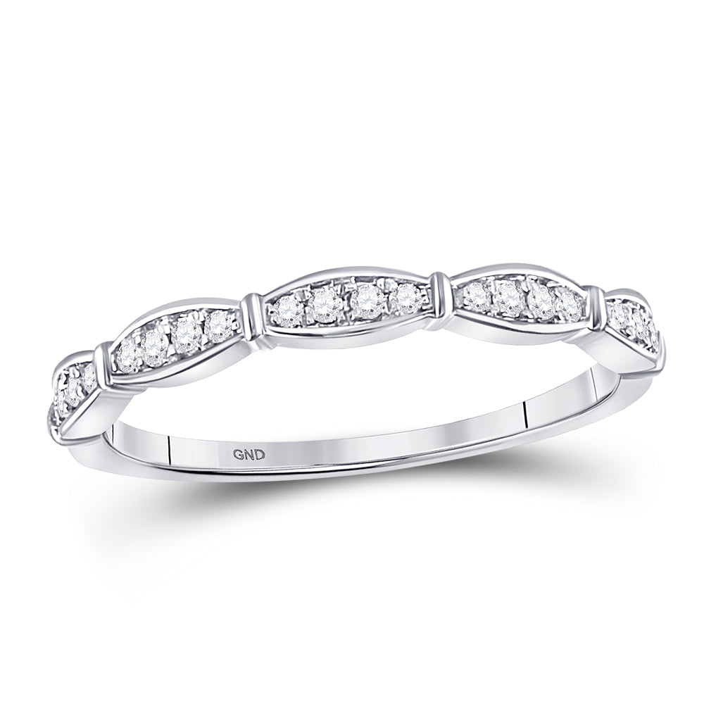 10K White Gold Womens Round Diamond Stackable Band Ring 1/8 Cttw, Womens Size: 5-10