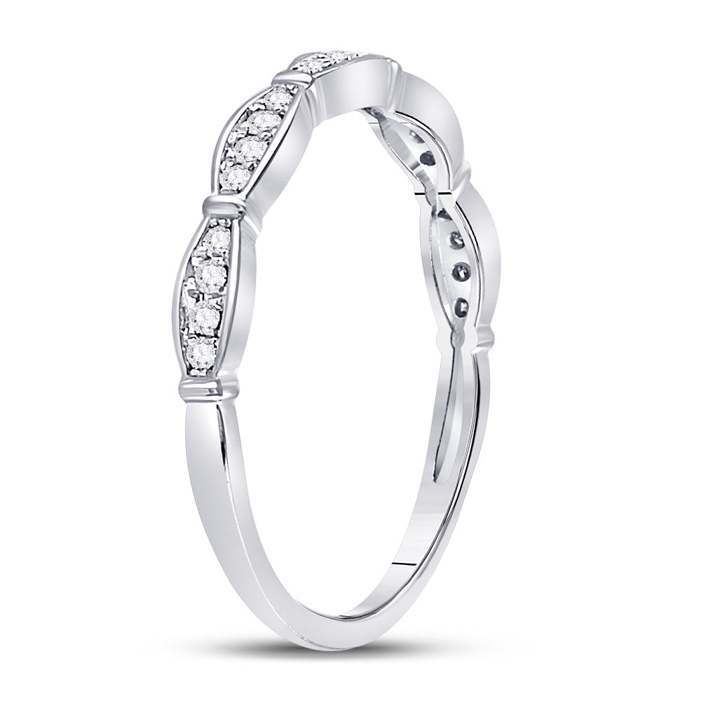 10K White Gold Womens Round Diamond Stackable Band Ring 1/8 Cttw, Womens Size: 5-10