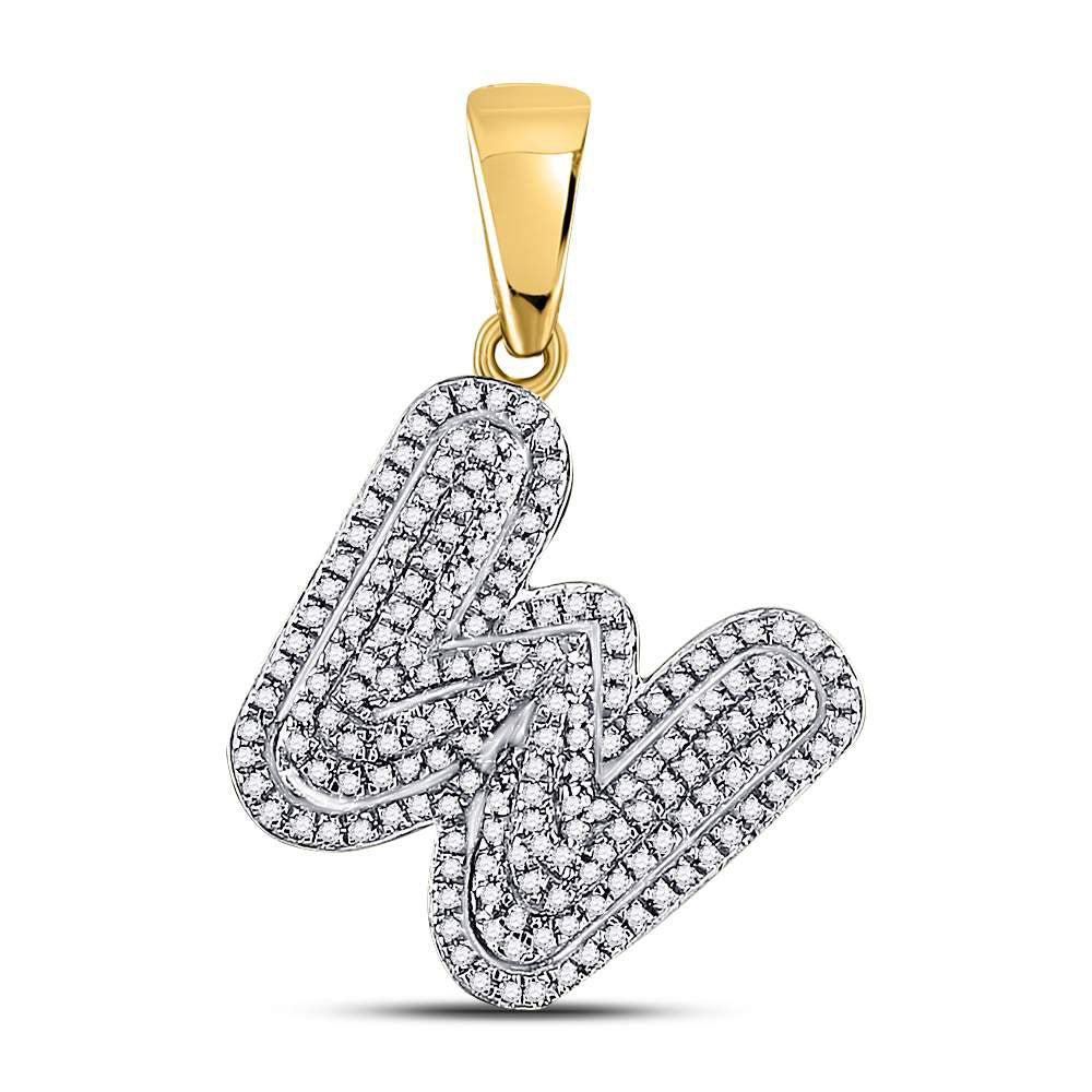 10K Yellow Gold Mens Round Diamond Initial Letter Charm Pendant