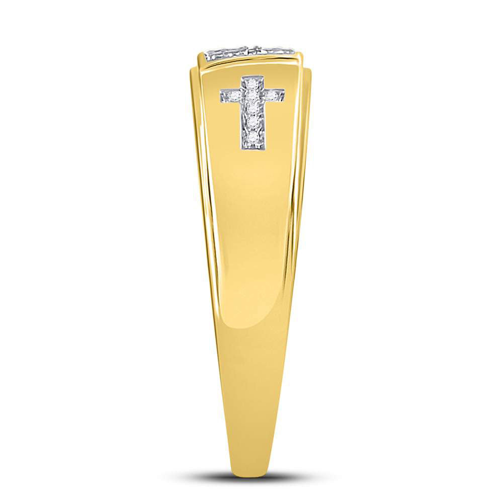 10K Yellow Gold His Hers Diamond Cross Matching Wedding Set 1/12 Cttw, Womens Size: 5-10, Mens Size: 7-13