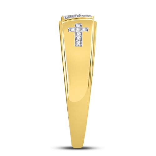 10K Yellow Gold His Hers Diamond Cross Matching Wedding Set 1/12 Cttw, Womens Size: 5-10, Mens Size: 7-13