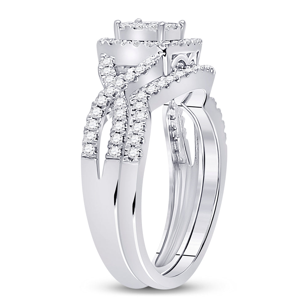 10kt White Gold Womens Round Diamond Bridal Wedding Engagement Anniversary Ring Band Set 5/8 Cttw, Women Size: 5-9