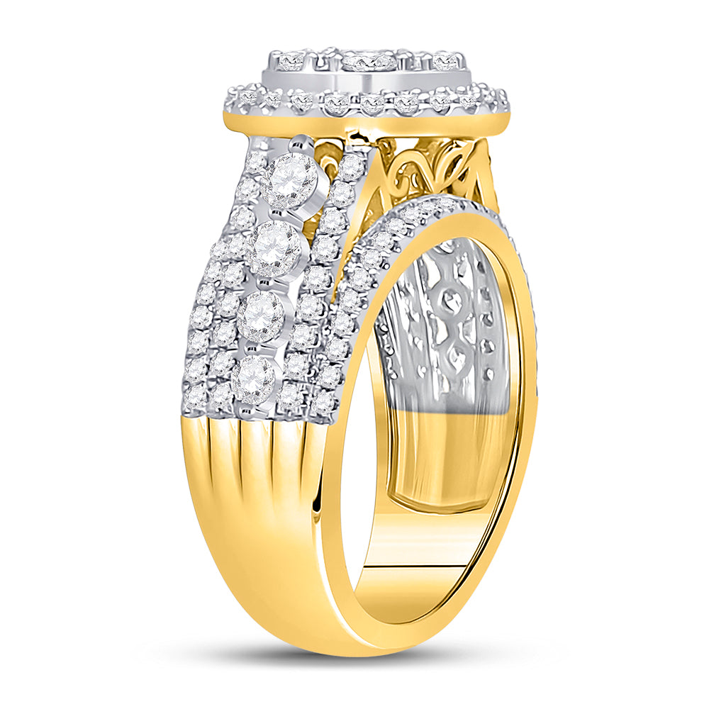 14K White Or Yellow Gold Round Diamond Cluster Bridal Wedding Engagement Ring , Womens Size: 5-10