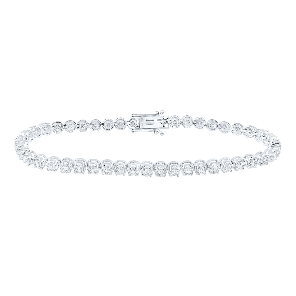 14K White Gold Womens Round Diamond Classic Tennis Bracelet 4 Cttw