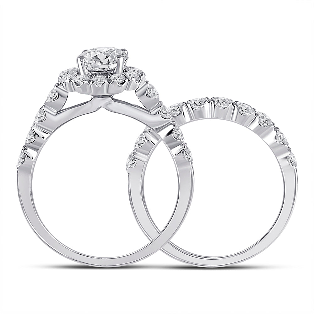 14K White Gold Round Diamond Bridal Wedding Ring Band Set 2ctw, Womens Size: 5-10