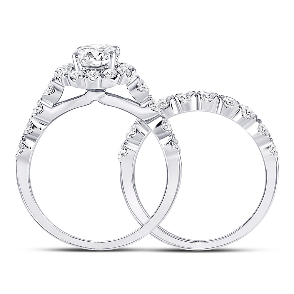 14K White Gold Round Diamond Bridal Wedding Ring Band Set 2ctw, Womens Size: 5-10