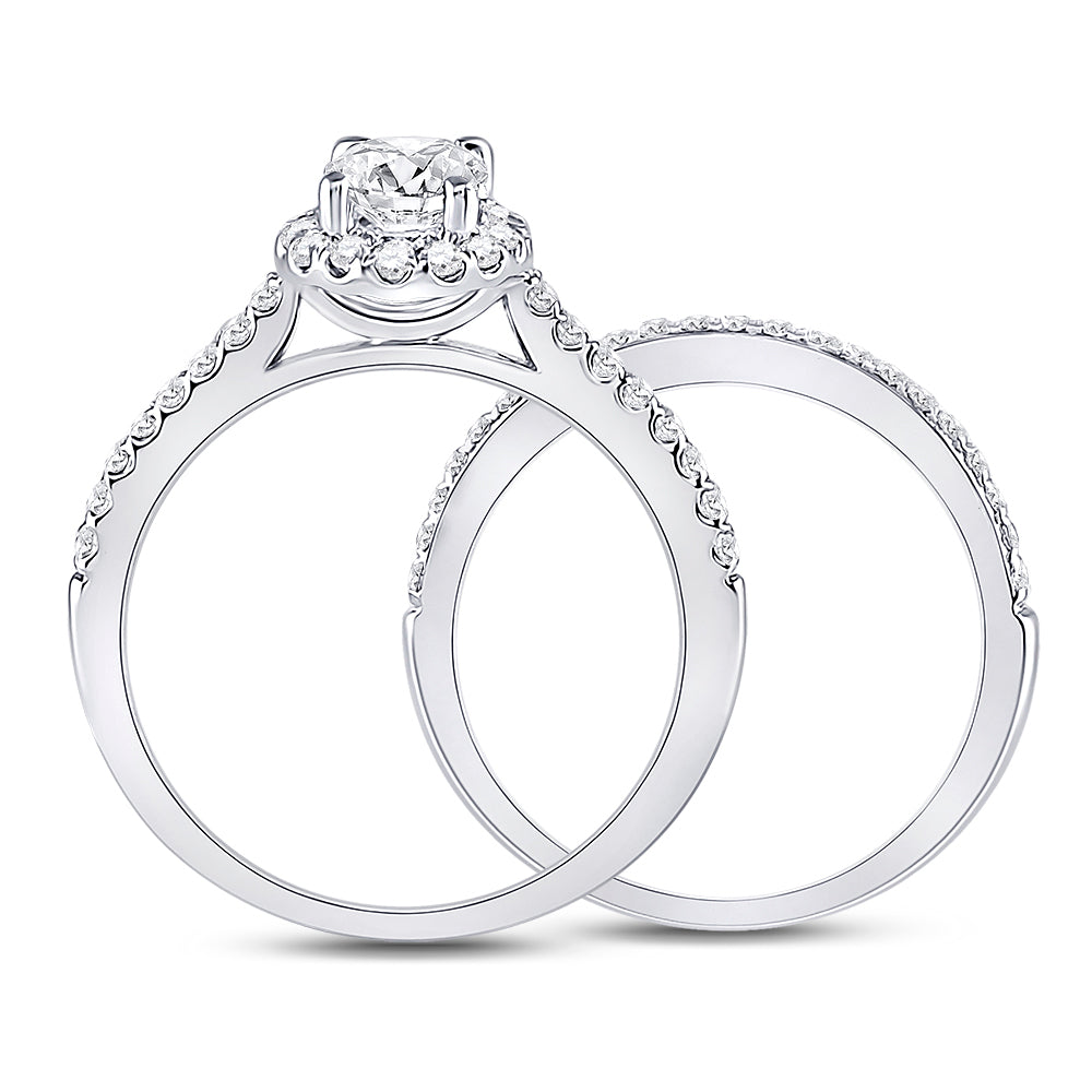 14K White Gold Oval Diamond Bridal Wedding Ring Band Set 1-1/3 Cttw, Womens Size: 5-10