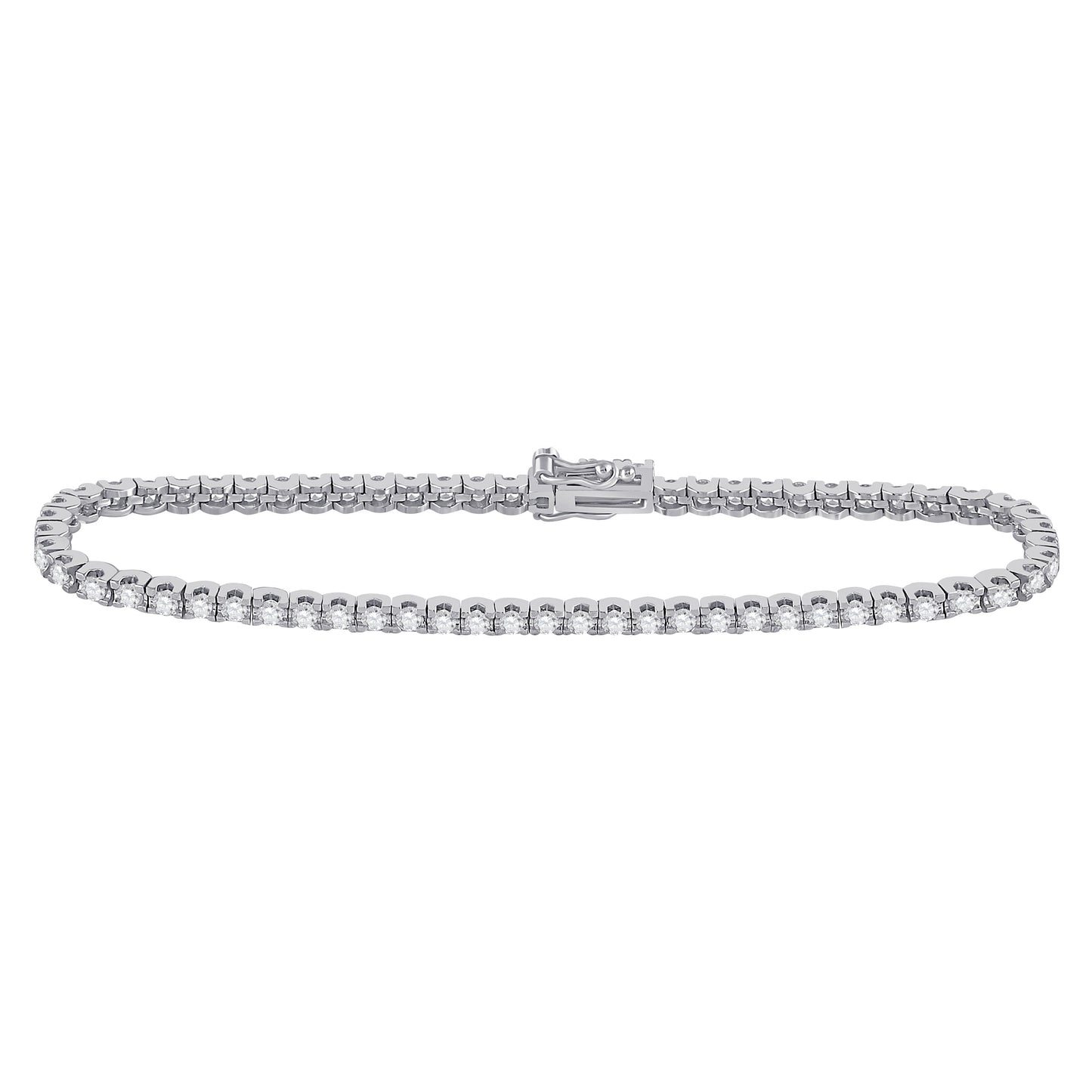 14K White Gold Womens Round Diamond Classic Tennis Bracelet 3 Cttw