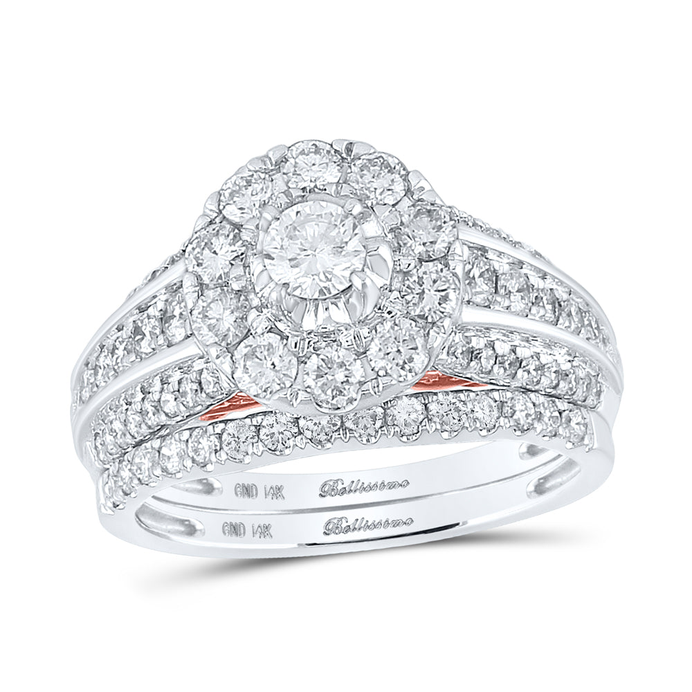 14K Two-tone Gold Round Diamond Bridal Wedding Ring Band Set 1-1/2ctw, Women's Size: 5-10