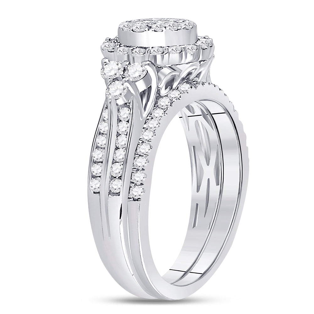14K White Gold Princess Dia. Bridal Wedding Band Set 1ctw, Women's Sz: 5-10