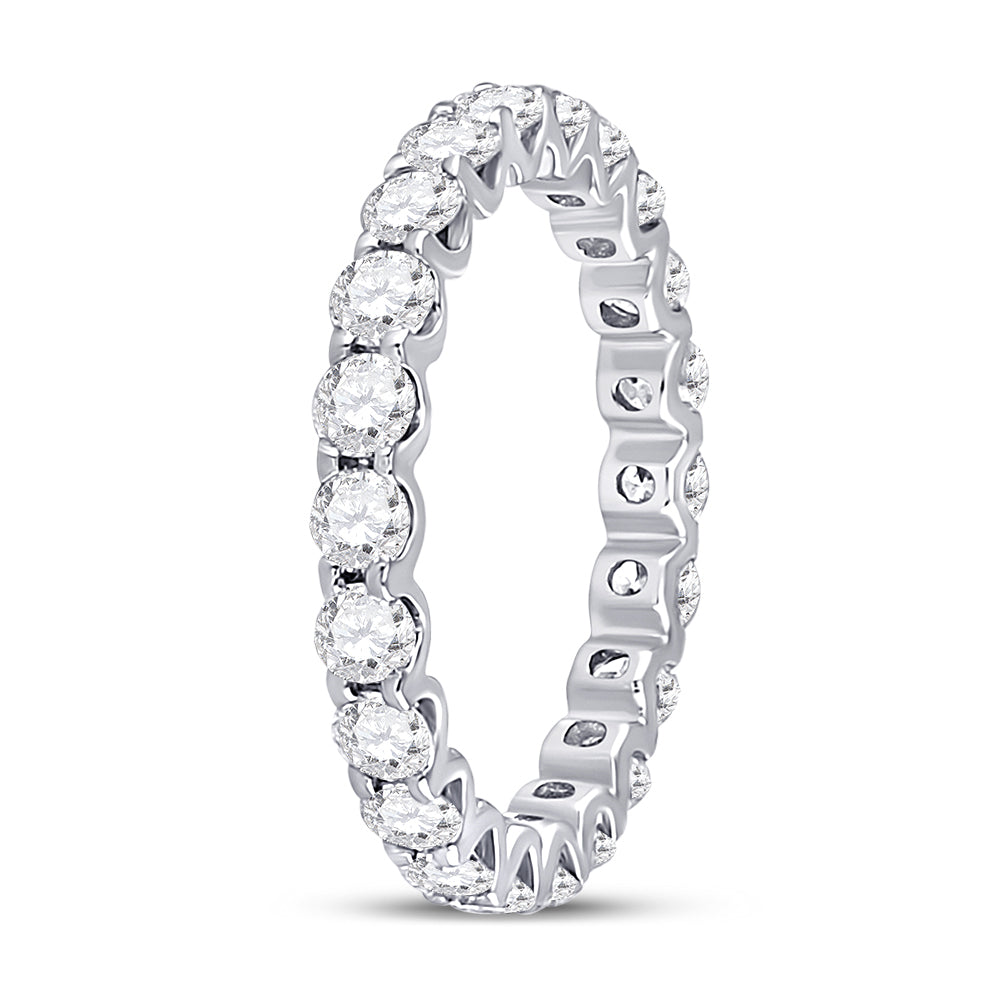 14K White Gold Womens Round Diamond Timeless Eternity Ring 2 Cttw, Womens Size: 5-10