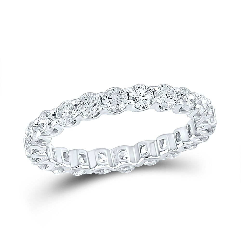 14K White Gold Womens Round Diamond Timeless Eternity Ring 2 Cttw, Womens Size: 5-10