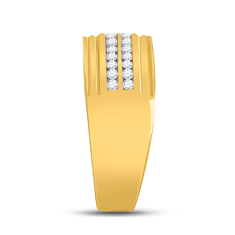10K Yellow Gold His Hers Round Diamond Solitaire Matching Wedding Set 1 Cttw, Womens Size: 5-10, Mens Size: 7-13