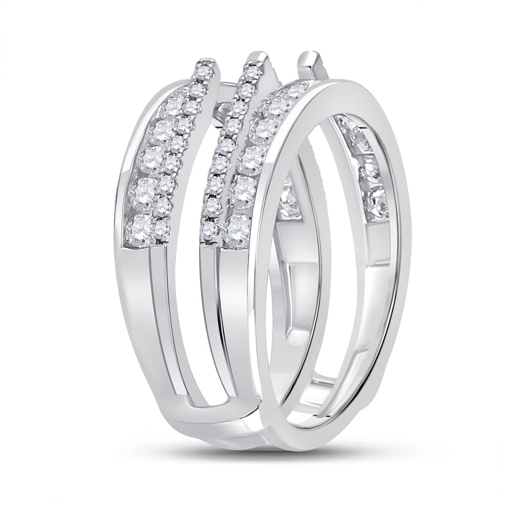 14K White Gold Womens Round Diamond Wedding Wrap Ring Guard Enhancer 1 Cttw, Womens Size: 5-10