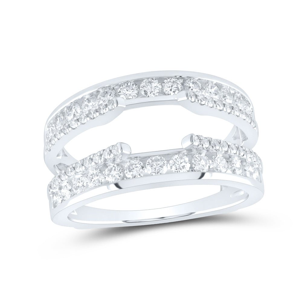 14K White Gold Womens Round Diamond Wedding Wrap Ring Guard Enhancer 1 Cttw, Womens Size: 5-10