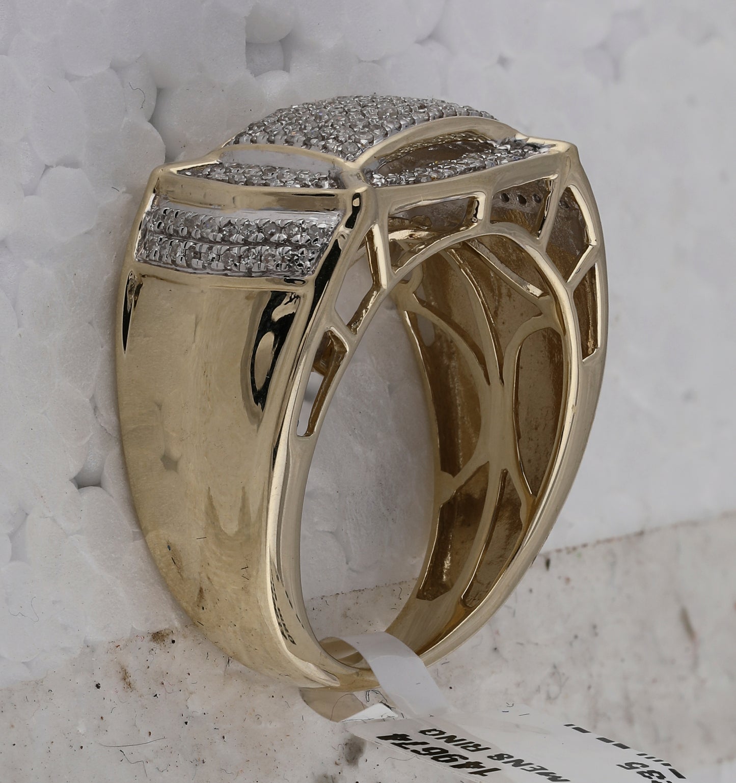10K Yellow Gold Mens Round Diamond Fashion Cluster Ring 1/2 Cttw, Mens Size: 7-13