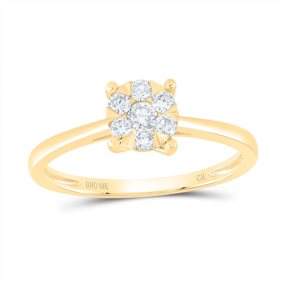10K Yellow Gold Round Diamond Ring 0.25 ctw, Women's Sz: 5-10