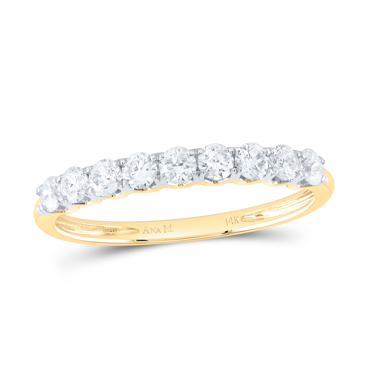 14kt Yellow Gold 1/2 Cttw Diamond Ana M Fashion High Womens Wedding Engagement Anniversary Band, Women Size: 5-9