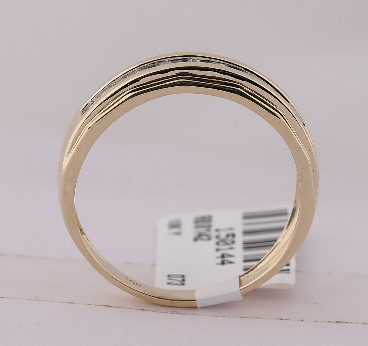 10K Yellow Gold Mens Round Diamond Wedding Channel-Set Band Ring 1/5 Cttw, Mens Size: 7-13