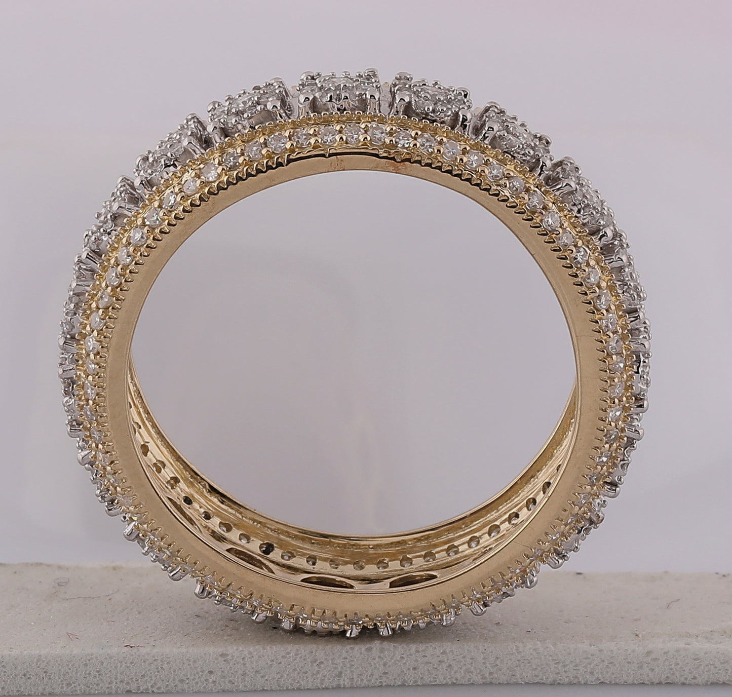 10K Yellow Gold Mens Round Diamond Statement Cluster Band Ring 1-1/4 Cttw, Mens Size: 7-13