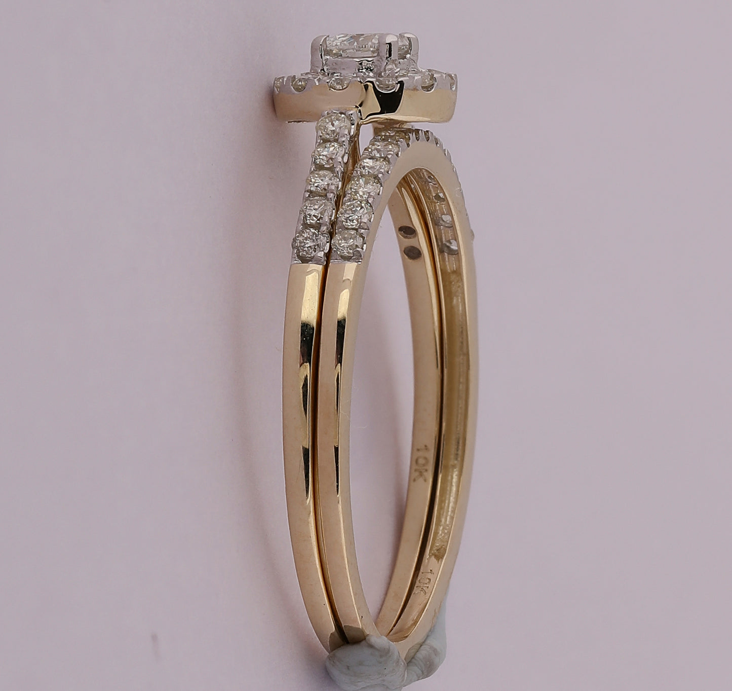 10K Yellow Gold Round Diamond Bridal Wedding Ring Band Set 1/2 Cttw, Womens Size: 5-10