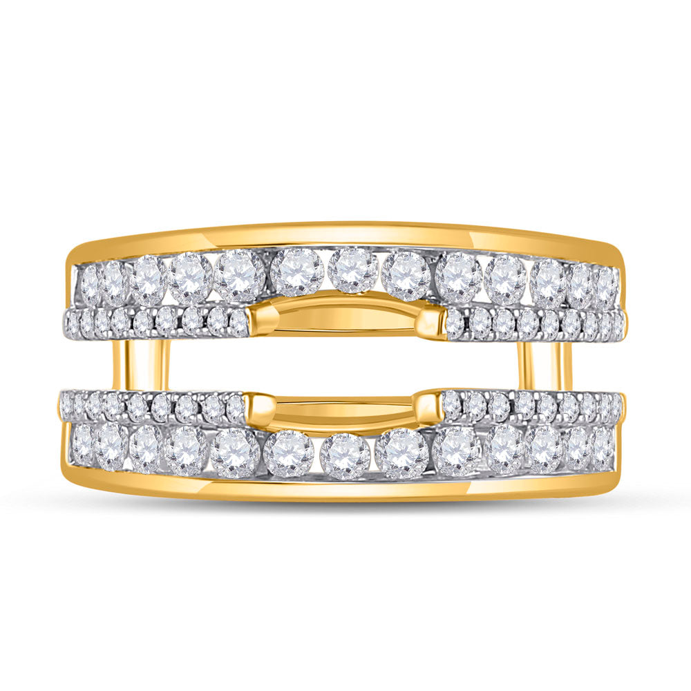 14K Yellow Gold Womens Round Diamond Wrap Ring Guard Enhancer 1.00 Cttw